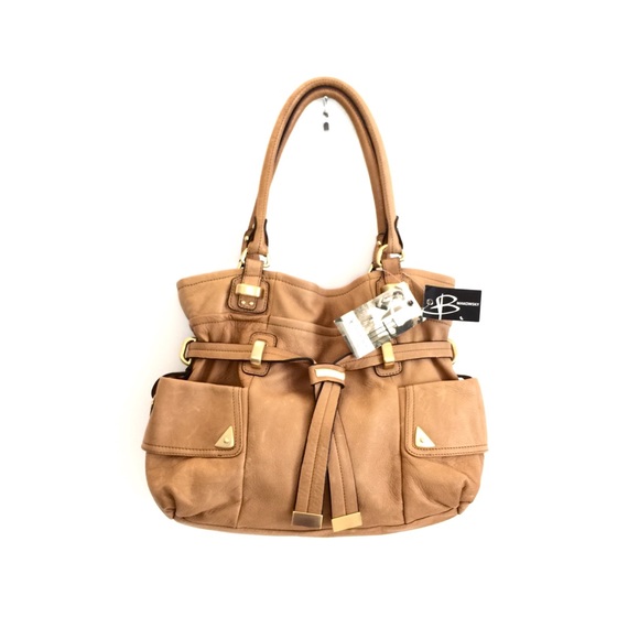 NWTs B. Makowsky Medium Peanut Nubuck Leather Tote - Picture 1 of 16